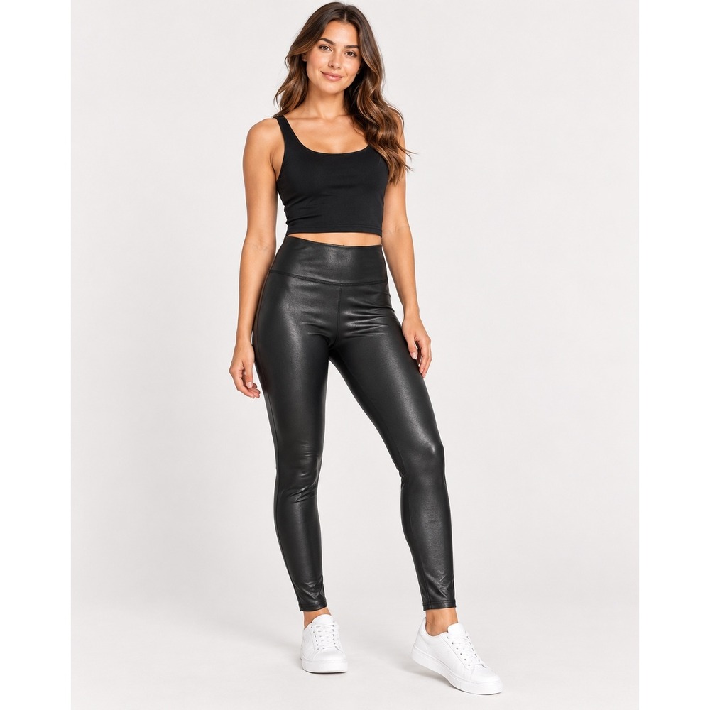 Wild Fable Black Faux Leather High Waisted Leggings Ankle Length Size Medium
